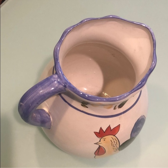Hand-Painted Rooster Ceramic Pitcher - Picture 2 of 6